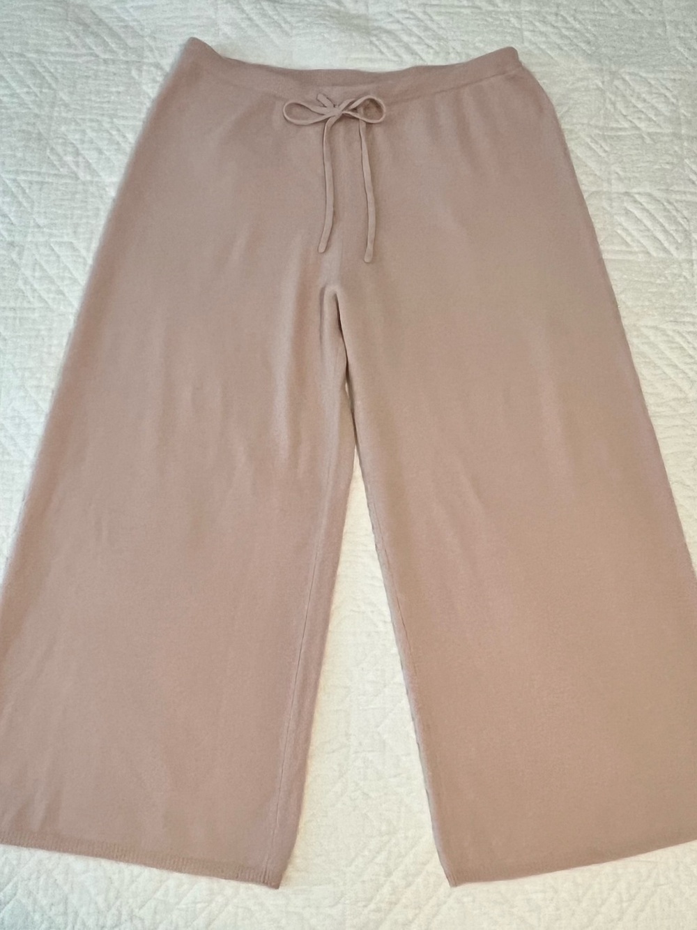 Nordstrom Wide-Leg Cashmere Soft Pink Drawstring Cropped Pants Women's Large